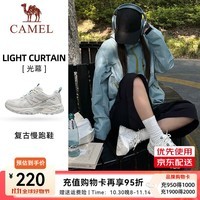 骆驼（CAMEL）光幕复古慢跑步男鞋缓震休闲女运动鞋子 7007，象牙白/荞麦灰，女 38