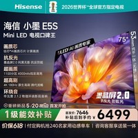海信电视小墨E5S 75吋【送装一体-固定挂架】U+MiniLED 信芯芯片 墨晶屏抗反防眩 4000nits高亮E5Q升级