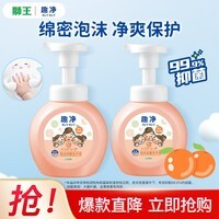 狮王（Lion）趣净泡沫洗手液99.9%抑菌保湿儿童成人通用  沁心西柚香250ml*2瓶至26年5月到期