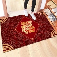 季象马年新年入户门地垫春节喜庆红色脚垫家用玄关进门口家用蹭土垫子 福星高照 40x60 cm（浴室适用）