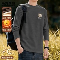 马克华菲（MARK FAIRWHALE）秋冬内搭羊毛绒圆领衫男软糯贴身不紧绷舒适柔软保暖潮流百搭上衣 【双面绒】-黑灰#JMK艺术框框 3XL