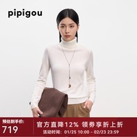 皮皮狗纯羊绒衫女套头基础高领新款毛衣打底羊绒衫百搭 本白101 L L/105