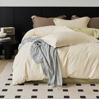 AIDLI 床上四件套60支全棉贡缎新疆长绒棉100%纯棉被套床单酒店套件 香草奶白（磨毛款）1 1.5/1.8m床 床单款 （被套200*230cm）