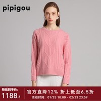 皮皮狗 秋冬新款 圆领基础版羊绒衫柔软细腻套衫毛衣女 405灰粉 L /105
