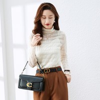 德玛纳秋冬新款德绒打底衫女纯色高龄保暖秋衣内搭洋气感 米白色 L