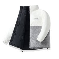 真维斯户外运动两面穿棉服男士装秋冬季款加绒加厚羊羔绒保暖衣服棉衣外套款 黑色 XL