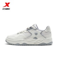 特步运动鞋男舒适通勤板鞋轻便百搭小白鞋潮流时尚情侣休闲鞋女 帆白/烟雾灰-0026 女款 37