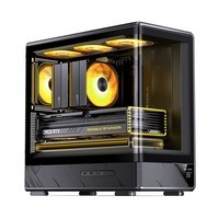 乔思伯（JONSBO）D200黑色 MATX机箱（无立柱曲面海景房/240冷排/ATX电源/数码显示屏/Type-c Gen2 10Gbps+）