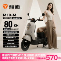 雅迪电动摩托车 M10 萌系电动车大电池60V20Ah铅酸电池80KM超长续航时尚男女摩托车 独角兽灰
