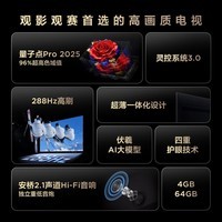 TCL电视 65T5L-JN 65英寸 288Hz高刷 QLED量子点 DeepSeek AI电视 超薄 以旧换新 国家补贴20%