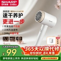夏普46C 吹风机等离子护发电吹风大功率智能温控不伤发速干低噪学生宿舍便携风筒父母亲节礼物送男女友 灰金色 【速干柔顺 】IB-RC46C-W 【等离子恒温护发】