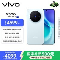 vivo X300 12GB+256GB 自在蓝 蔡司2亿超级主摄 蔡司APO超级长焦 5年持久流畅OriginOS 6 拍照 AI手机