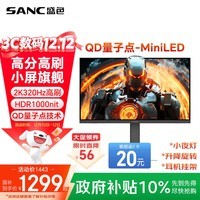 SANC盛色24.5英寸2K300Hz超频320Hz QD量子点MiniLED HDR1000亮度 耳机挂架小夜灯 电竞显示器屏幕DM55