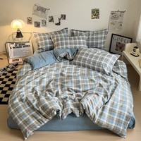 多兰诗（Duolanshi）小清新植物羊绒四件套 ins卡通田园花卉床上用品套件S 帝威时代 1.8米 床单款 被套180*220 四件套