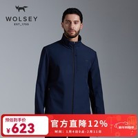 WOLSEY尼维斯户外软壳衣男士防风加绒立领外套可做冲锋衣内胆使用  海军蓝 L 175
