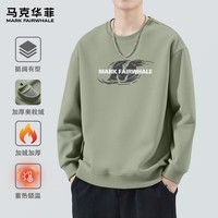 马克华菲（MARK FAIRWHALE）潮流街头风圆领加厚加绒卫衣男个性印花宽松显瘦舒适透气炸街上衣 【重磅棉】-抹茶绿#JMK漩涡M M