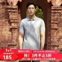雅戈尔(YOUNGOR)短袖POLO衫男翻领胸前绣花棉弹面料防小雨干爽耐洗涤polo衫 灰色GSPC533011DFP 2XL