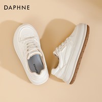 达芙妮厚底小白鞋女款2025新款夏季增高百搭板鞋透气休闲运动鞋女ZJ 米白色 36