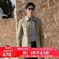 雅戈尔（YOUNGOR）风衣男翻领单风衣锦纶耐穿舒适透气男士上衣外套 GYDF424995YQA卡其 L 175/96A