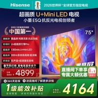 海信电视E5Q 75英寸 超画质U+Mini LED 墨晶,开300Hz高刷 U+超画质引擎Pro AI智能 75E5Q 75英寸 【国家补贴20%】