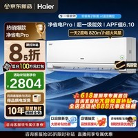 海尔空调净省电Pro1.5匹强劲冷暖新一级能效节能变频家用挂机 壁挂式离子除菌 全屋智联双排铜管蒸发器 1.5匹 一级能效超省电+双风口+双极离子除菌
