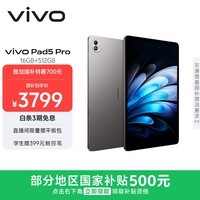 vivo Pad5 Pro 16GB+512GB 寒星灰 国家补贴 蓝晶×天玑9400 13英寸原彩护眼屏 12050mAh 平板电脑