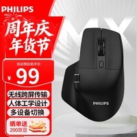 飞利浦(PHILIPS)MX Prime 4 有线无线鼠标 蓝牙鼠标 双模办公鼠标 轻音人体工学鼠标苹果MAC台式笔记本通用 黑色