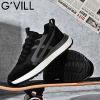 贵之步秋冬季男鞋新款休闲鞋软底防滑舒适运动鞋厚底增高缓震男款 黑色 G006 42 （运动鞋码）