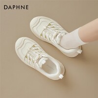 达芙妮百搭软底德训鞋女2026春季新款网纱透气休闲鞋通勤不累脚运动鞋 米色 37