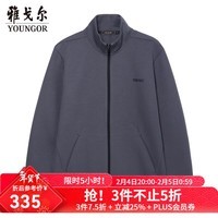 雅戈尔（YOUNGOR）长袖T恤男立领拉链衫空气针织面料蓬松有型穿着舒适 灰色 L (175/96A)
