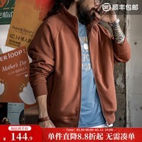马登工装 美式休闲摇粒绒开衫卫衣男秋季立领加绒运动拉链夹克外套 咖啡色 XL