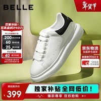 百丽厚底小白鞋女商场同款撞色板鞋Z2U1DCM5 黑尾翼-经典款 36