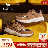 骆驼运动鞋男网面透气2025秋季新款增高复古休闲跑步鞋子男 G15A852001 棕色 42