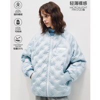 FPA【90%白鸭绒】便携款棒球领羽绒服圆点压印休闲百搭保暖秋冬外套 浅蓝色 S