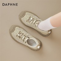 达芙妮厚底运动鞋女2026新款春季增高显脚小透气休闲鞋徒步登山鞋 咖色 35