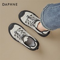 达芙妮百搭软底德训鞋女2026春季新款网纱透气休闲鞋通勤不累脚运动鞋 米黑色 37