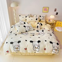 多兰诗（Duolanshi）牛奶绒四件套 秋冬加厚保暖卡通风床上用品加绒被套床单套件 旺旺队 1.5米 床单款 -被套200*230 四件套