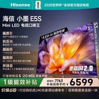 海信电视小墨E5S 75吋【送装一体-伸缩挂架】U+MiniLED 信芯芯片 墨晶屏抗反防眩 4000nits高亮E5Q升级