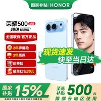 荣耀500焕新版 【肖战同款】 超级标准版 2亿人像全能实况 青海湖电池 5G手机 海蓝宝 12GB+512GB【2年碎屏险+3年质保】 官方标配