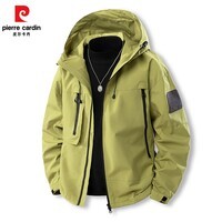 皮尔卡丹冲锋衣男女2025春季户外运动外套保暖防寒登山服情侣款 军绿 M