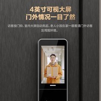 萤石DL20FVS人脸大屏视频锁 霸王锁 极致灰 3D人脸识别指纹掌静脉智能锁 家用半自动猫眼门铃电子门锁