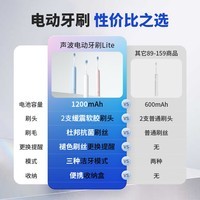 京东京造声波电动牙刷Lite蓝 3模式+2支缓震包胶刷头+收纳盒 长续航牙刷成人电动牙刷儿童男生生日礼物女