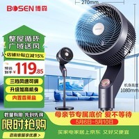 博森空气循环扇家用电风扇轻音节能落地扇涡轮换气扇台立式交流定频小电扇香薰驱蚊可拆洗XHS-1907