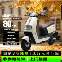 金箭电动摩托车 【硬核全能】凯旋二代电摩外卖电动车成人7220大功率铅酸电动摩托车通勤电瓶车 浅米白