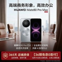华为（HUAWEI）【36期免息0首付】华为 Mate 80 Pro Max 麒麟9030 Pro 金属玄武架构透亮灵珑屏华为直屏鸿蒙手机 极地银 16GB+512GB 官方标配