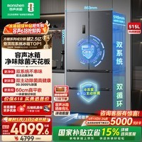 容声方糖515L法式多门冰箱双系统主动除菌超薄零嵌入式一级能效无霜大容量灰BCD-515P60FZMAD国家补贴 BCD-515P60FZMAD灰