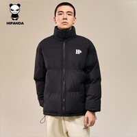 HIPANDA你好熊猫潮牌棉衣男2025年新款立领轻盈棉服加厚保暖棉服外套男款 黑色 XL