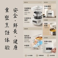 东芝(TOSHIBA)小白露风冷电压力锅 5L 4-8人高压锅家用多功能IH锁鲜0排气无感降压 0涂层纯钛+陶瓷双胆PC-50MXVC