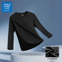 JEANSWEST LIFE真维斯秋季新款长袖t恤打底衫百搭舒适宽松休闲大码衣服 黑色 (小方格款式) XL