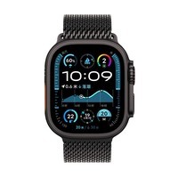Apple/苹果 Watch Ultra 2 智能手表蜂窝款49 毫米黑色钛金属表壳黑色钛金属米兰尼斯表带S MXDT3CH/B